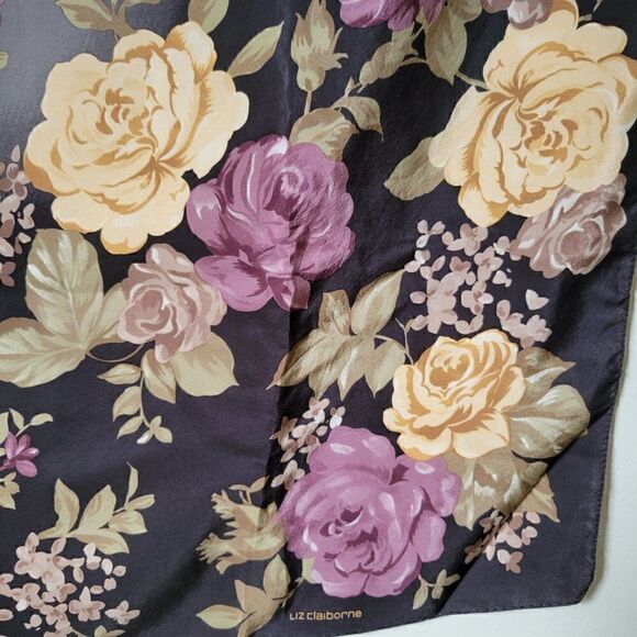 EUC VINTAGE LIZ CLAIBORNE FLORAL 100% SILK HANKY - Picture 6 of 10